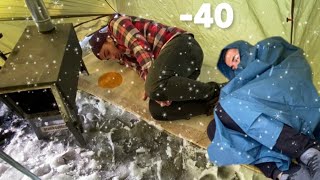 EXTREME Winter SNOW STORM 40C WINTER CAMPING WINTER STORM hits HOT tent FREEZING wind [upl. by Leifer473]