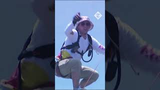 Moment athlete falls off worlds longest slackline [upl. by Sanjay]