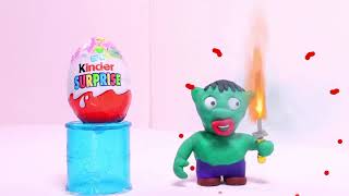 Baby HULK Kinder Surprise Egg Play Doh Stop Motion Superhero Cartoons for Kids [upl. by Onitsoga]