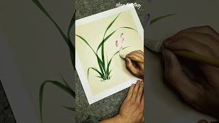 Orchid Flower Painting  Acrylic Flower Painting shorts satisfying acrylicpainting [upl. by Kev517]