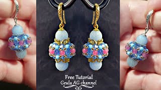 Beaded Earrings Vintage Style DIY Earrings Beads Jewelry Making Tutorial Blue amp Pink [upl. by Nerua533]