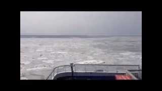 Ferry Traveling Through Icy Delaware Bay on Way to Lewes DE [upl. by Oisorbma]