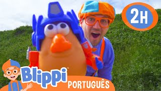 Blippi Visita uma Fazenda com o Senhor Batata  2 HORAS DO BLIPPI  Vídeos Educativos em Português [upl. by Rogovy]