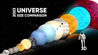 Universe Size Comparison  2023  3D Planet Size Comparison [upl. by Naghem]