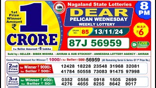 Lottery Result Today 8pm 13112024  Official  Sikkim Lottery [upl. by Nednarb581]