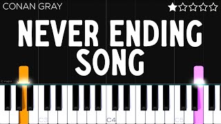 Conan Gray  Never Ending Song  EASY Piano Tutorial [upl. by Shelden815]