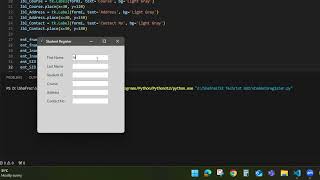 Python GUI for student register app  Create GUI using python tkinter  Simple GUI [upl. by Joacima]