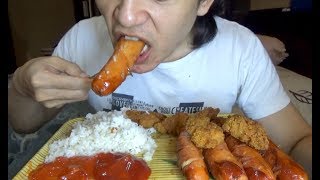 ASMR Eating Sound  Lets Eat Fried Sausage amp Chicken Karaage [upl. by Arlin]