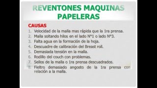 REVENTONES EN LAS MAQUINAS PAPELERAS [upl. by Voltz294]