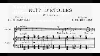 Nuit détoiles C Debussy  Eb Major Piano Accompaniment [upl. by Snowber]