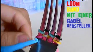 Rainbow Loom Ring mit einer Gabel herstellen DIY [upl. by Olatha]