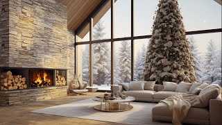 Snowy Tranquility  Cozy Room Ambience with Crackling Fireplace Sounds [upl. by Amapuna]