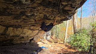 New River Gorge Bouldering  Ali Bubba Cave  The Forty Thieves V9 [upl. by Ahsinnod365]