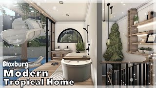 BLOXBURG Modern Tropical Home Speedbuild interior  full tour Roblox House Build [upl. by Ralip]