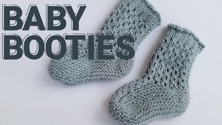 Knitted Eyelet Baby Booties 09 months [upl. by Borroff601]