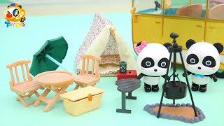 Baby Panda Goes on a Picnic  Barbecue Tea Party Cooking  Kids Toy Story  ToyBus [upl. by Aicemak]