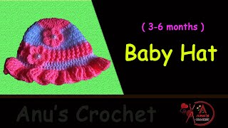 Baby Hat ðŸ‘’ à·…à¶¯à¶»à·” à¶­à·œà¶´à·Šà¶´à·’à¶ºà¶šà·Š à¶œà·œà¶­à¶¸à·” ðŸ‘’  Wool Cap  AnusCrochet  lesson 5 [upl. by Twila]