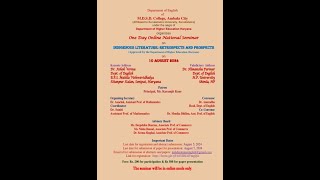 National Seminar on Indigenous Literature Retrospects and Prospects 10th August 2024 [upl. by Ahsinyar]