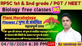 Structure of flower  पुष्प से संबंधित महत्वपूर्ण तथ्य  RPSC 1st grade  RPSC 2nd grade  PGT NEET [upl. by Maurilia]