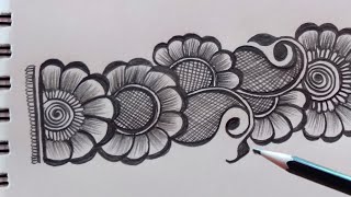 Easy Mehndi Design Drawing with Pencil  Adorable Mehndi Drawing on Paper Tutorial for Beginners [upl. by Soph301]