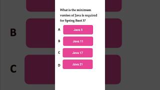 Spring Boot Quiz 1  What is minimum version of java required to use springboot 3 springbootquiz [upl. by Esten]