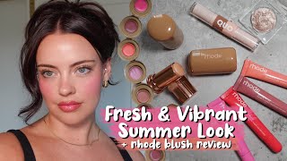 Fresh amp Vibrant Summer Makeup Look  Rhode Pocket Blush Review  Julia Adams [upl. by Abihsat372]