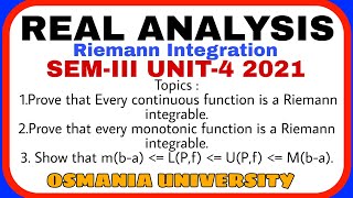 Riemann Integration Important theorems  Real Analysis  OU  VSPUNITY [upl. by Akinod]