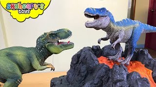 SCHLEICH DINOSAURS in Volcano Skyheart plays with dinosaur toys for kids trex raptors [upl. by Sellig613]