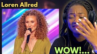 First time HEARING Loren Allred ON BGT REACTION [upl. by Eniarral]