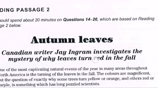 Autumn leaves  Cambridge Academic 10 test 3 reading passage 2  full solutions [upl. by Helbona]