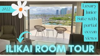 Ilikai Hotel  ROOM TOUR  Luxury Junior Suite with Partial Ocean View [upl. by Airret]