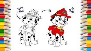 Learn How to Draw amp Color Marshall From Paw Patrol  Step by Step Drawing Tutorial For Kids [upl. by Buehler]