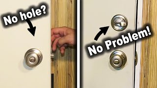 How to Bore Holes for Deadbolt Doorknob and Latch Install  Metal or Wood Door [upl. by Laekim]