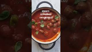 so simple pasta spaghetti marinara marinarasauce Meatballs parmegiano basil tasty dinner [upl. by Briny]