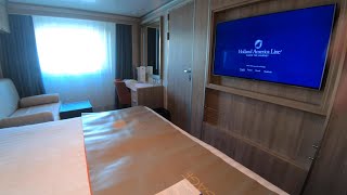 Holland America Nieuw Statendam Oceanview Stateroom Cabin Tour 4K [upl. by Ehpotsirhc]