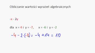 Obliczanie wartości wyrażeń algebraicznych 1 [upl. by Nilekcaj]