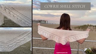 Cowrie Shell Stitch  Seashore Crescent Shawlette [upl. by Nehgaem203]