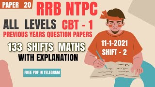 RRB NTPC Previous year question paper in English1112021 shift2 ntpc maths rrbntpcexam rrb [upl. by Caitrin]