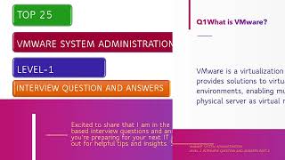 VMware System Administration Interview Questions amp Answers  Level 1  Beginner to Intermediate [upl. by Florenza]