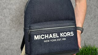 Распаковка рюкзака MICHAEL KORS Cooper Denim Backpack dark denim [upl. by Retsev]