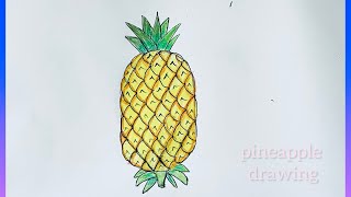 how to draw a pineapple fruits  pineapple drawing  আনারশ আঁকা [upl. by Ydniahs]