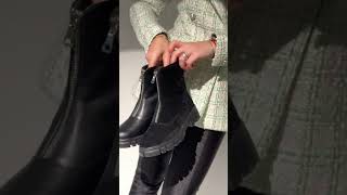 Ghete dama cu talpa groasa si fermoar negre MOD12620 incaltaminte fashionaccessories fashionboots [upl. by Entsirhc]