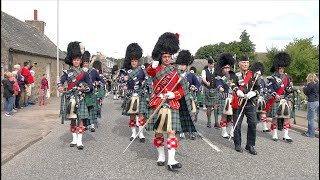 Drum Majors lead Pipe Bands marching into Tomintoul before the 2024 Tomintoul Highland Games [upl. by Eade]