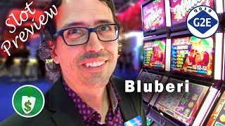 G2E2018 Bluberi  Sir MixaLot Cherries Wilder Highborn Dragon slot machines [upl. by Daisy]