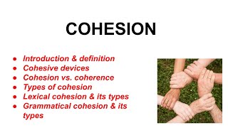 Part 12 What is COHESION What are Cohesive devices Types of Cohesion Cohesion vs Coherence [upl. by Akiras]