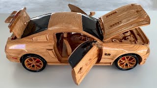 83 Wood Carving  Ford Mustang GT 2013  Woodworking Art [upl. by Atinaj]