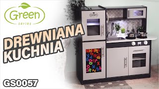 Drewniana kuchnia dla dzieci oświetlenie led akcesoria  GS0057 Kinderplay Green Series [upl. by Annasus]