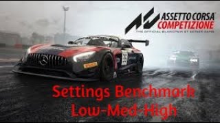 Assetto Corsa Competizione  Settings Benchmark LowMedHigh  2020 [upl. by Ecirtnahs]