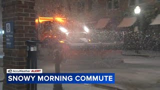 Heavy snow falls during morning commute in Chicago area [upl. by Tennos]