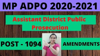 MP ADPO 202021  POST 1094  NEW NOTIFICATION  ADPO VACANCY [upl. by Notsnorb]